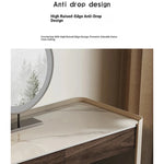 Sleek Makeup Table with Sintered Stone Top and Synthetic Leather Finish – Elegant Vanity Desk for Modern Spaces fhx-4575