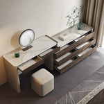 Modern Makeup Table with Sintered Stone Top and Synthetic Leather Finish - Elegant Vanity Desk for Chic Home Décor fhx-4577