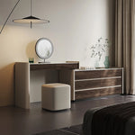 Modern Makeup Table with Sintered Stone Top and Synthetic Leather Finish - Elegant Vanity Desk for Chic Home Décor fhx-4577