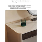 Modern Makeup Table with Sintered Stone Top and Synthetic Leather Finish - Elegant Vanity Desk for Chic Home Décor fhx-4577