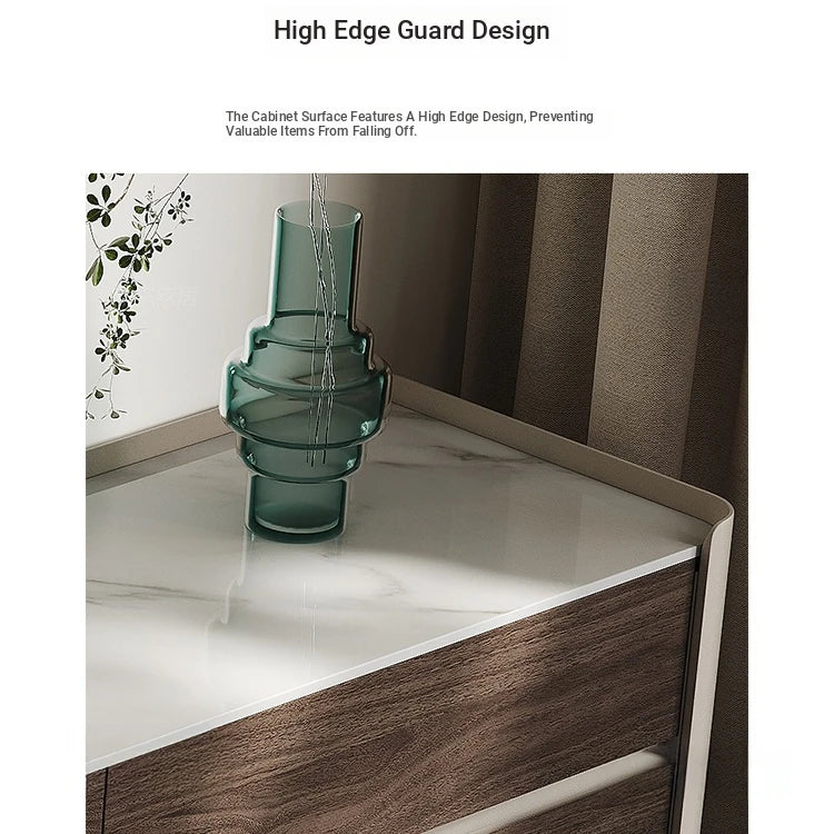 Modern Makeup Table with Sintered Stone Top and Synthetic Leather Finish - Elegant Vanity Desk for Chic Home Décor fhx-4577