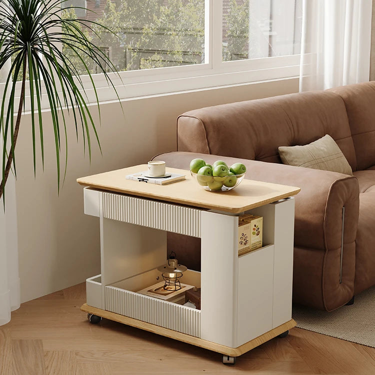 Stylish Solid Wood Tea Table with Stainless Steel Accents - Perfect for Modern Living Rooms fif-4504