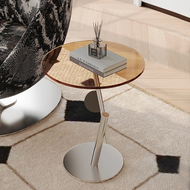 Modern Glass & Stainless Steel Tea Table for Elegant Living Rooms fif-4512