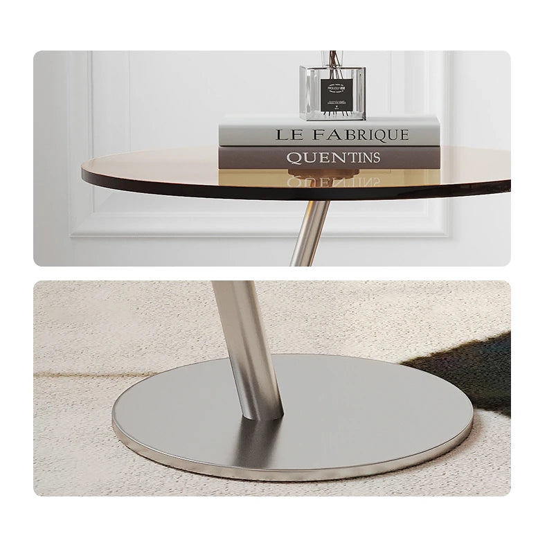 Modern Glass & Stainless Steel Tea Table for Elegant Living Rooms fif-4512