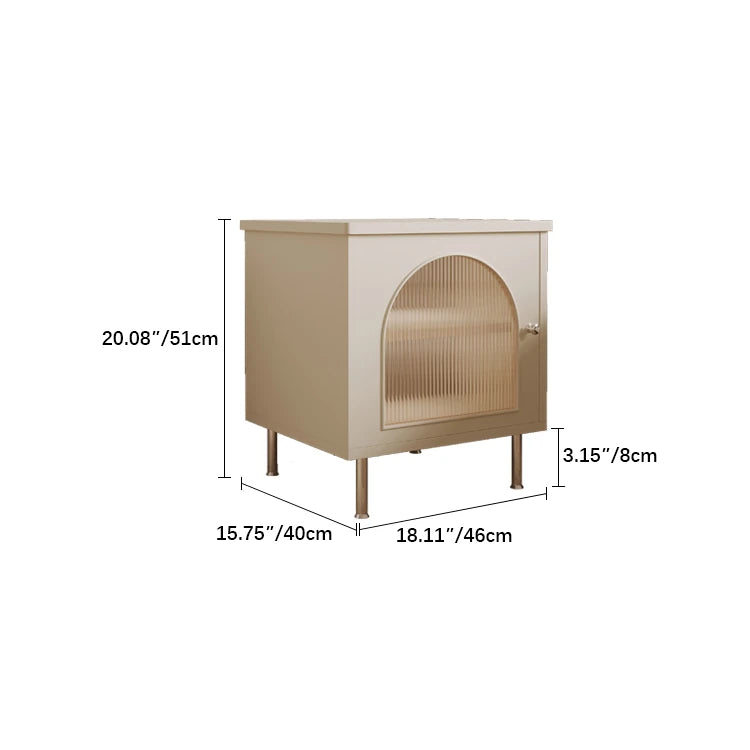 Stylish Bedside Cupboard with Tempered Glass Door - Modern Nightstand Storage Solution fif-4515