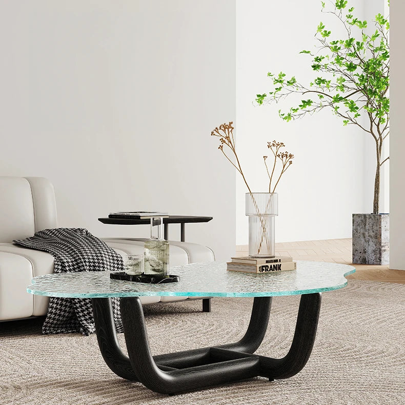 Elegant Ash Wood Tea Table with Tempered Glass Top - Modern Centerpiece for Your Living Room fif-4516