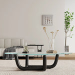 Elegant Ash Wood Tea Table with Tempered Glass Top - Modern Centerpiece for Your Living Room fif-4516