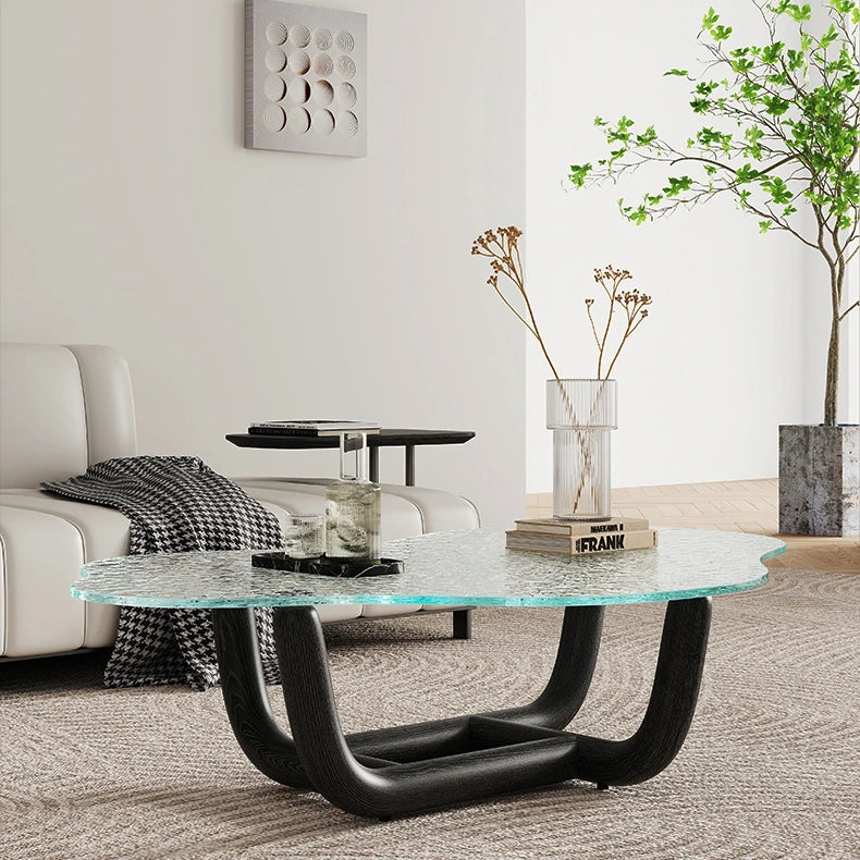 Elegant Ash Wood Tea Table with Tempered Glass Top - Modern Centerpiece for Your Living Room fif-4516