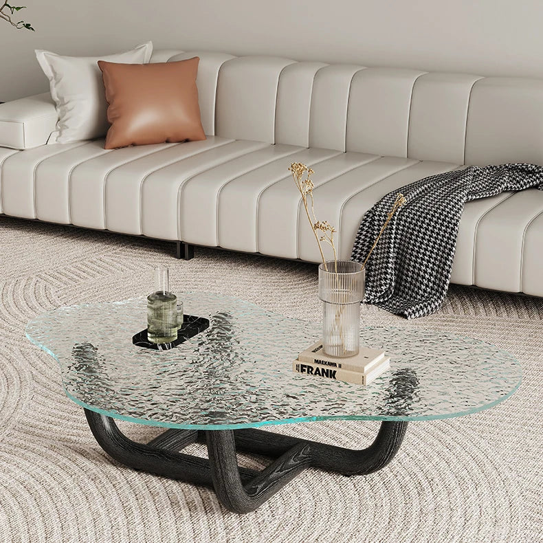 Elegant Ash Wood Tea Table with Tempered Glass Top - Modern Centerpiece for Your Living Room fif-4516