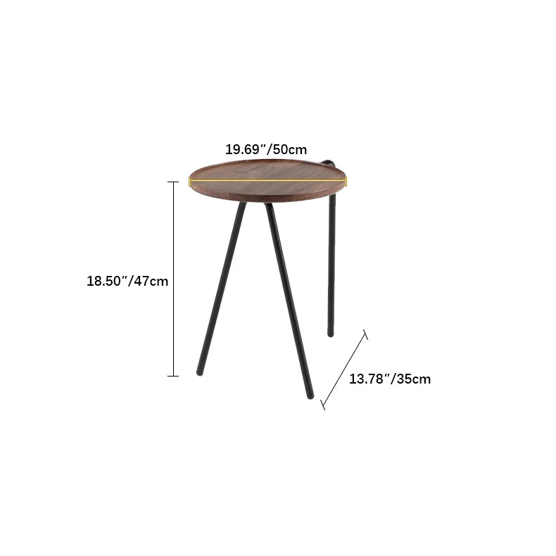 Modern Black Walnut Tea Table with Sleek Stainless Steel Legs - Perfect for Cozy Spaces fif-4527