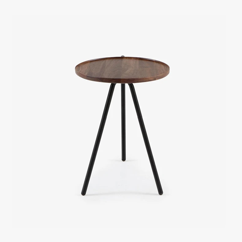 Modern Black Walnut Tea Table with Sleek Stainless Steel Legs - Perfect for Cozy Spaces fif-4527