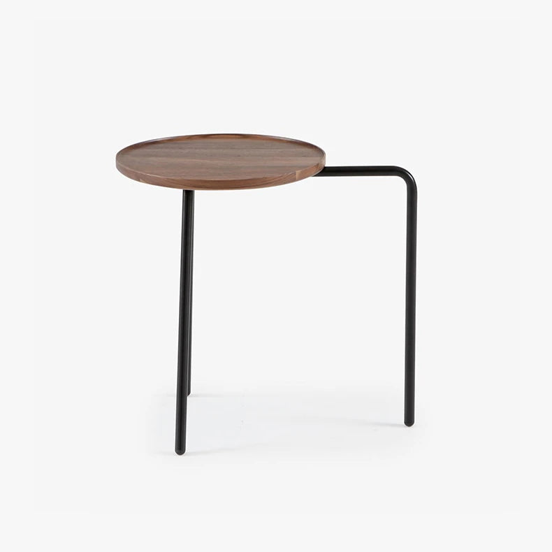 Modern Black Walnut Tea Table with Sleek Stainless Steel Legs - Perfect for Cozy Spaces fif-4527