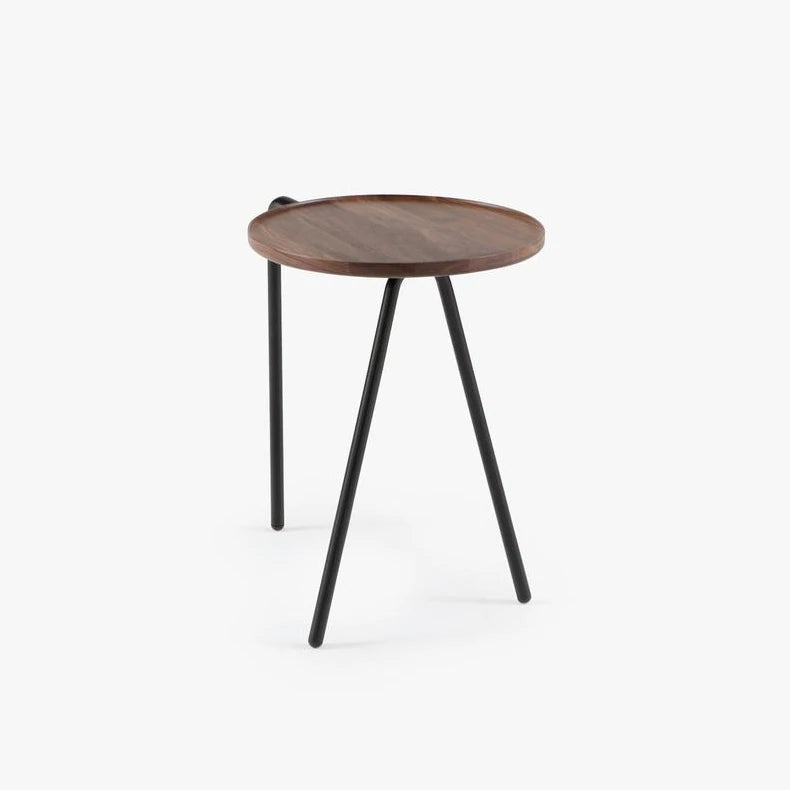 Modern Black Walnut Tea Table with Sleek Stainless Steel Legs - Perfect for Cozy Spaces fif-4527