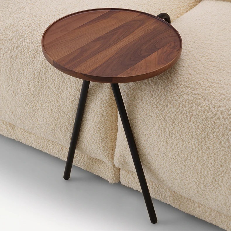 Modern Black Walnut Tea Table with Sleek Stainless Steel Legs - Perfect for Cozy Spaces fif-4527