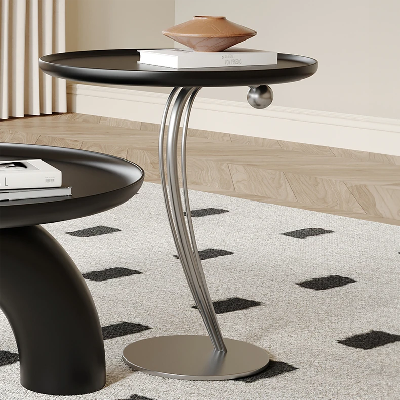 Compact Tea Table with Solid Wood and Stainless Steel Design - Modern Elegance for Your Living Space fif-4530