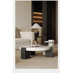Elegant Round Marble Coffee Table with Tempered Glass Top – Stylish Modern Home Furniture fjd-4680