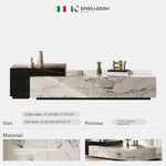 Stylish Sintered Stone Pine Coffee Table - Modern Design with Elegant Marble Finish fjd-4681
