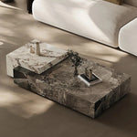 Stylish Sintered Stone Pine Coffee Table - Modern Design with Elegant Marble Finish fjd-4681