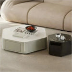 Stylish Stone Pine Coffee Table with Elegant Marble Finish – Modern Living Room Centerpiece fjd-4683