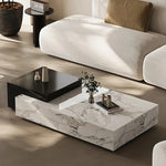 Stylish Stone Pine Coffee Table with Elegant Marble Finish – Modern Living Room Centerpiece fjd-4683