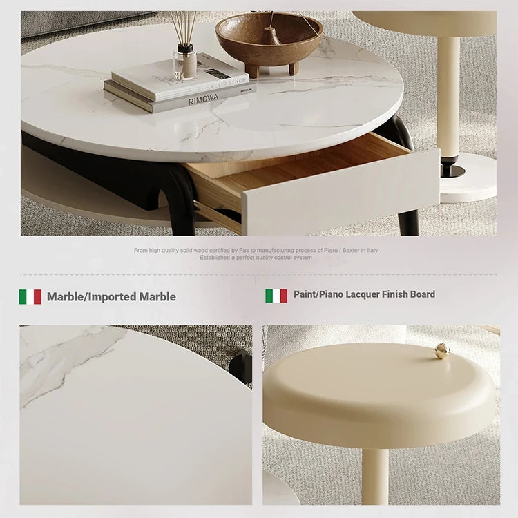 Stylish Marble and Pine Coffee Table - Modern Density Board Design for Chic Living Spaces fjd-4685