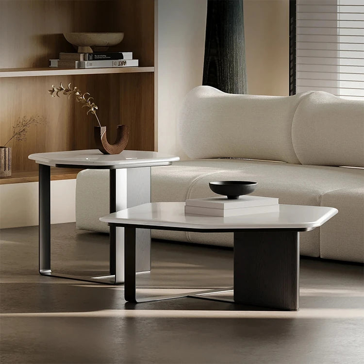 Stylish Density Board Stone Coffee Table for Modern Living Room Decor – Elegant Minimalist Design fjd-4686