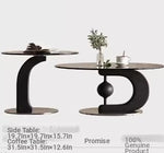 Stylish Tempered Glass Coffee Table Set with Ash Wood and Stainless Steel Base - Modern Living Room Accent Furniture fjd-4688