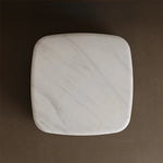 Modern Square Coffee Table in Stone Density Board with Stainless Accents - Elegant Living Room Centerpiece fjd-4691