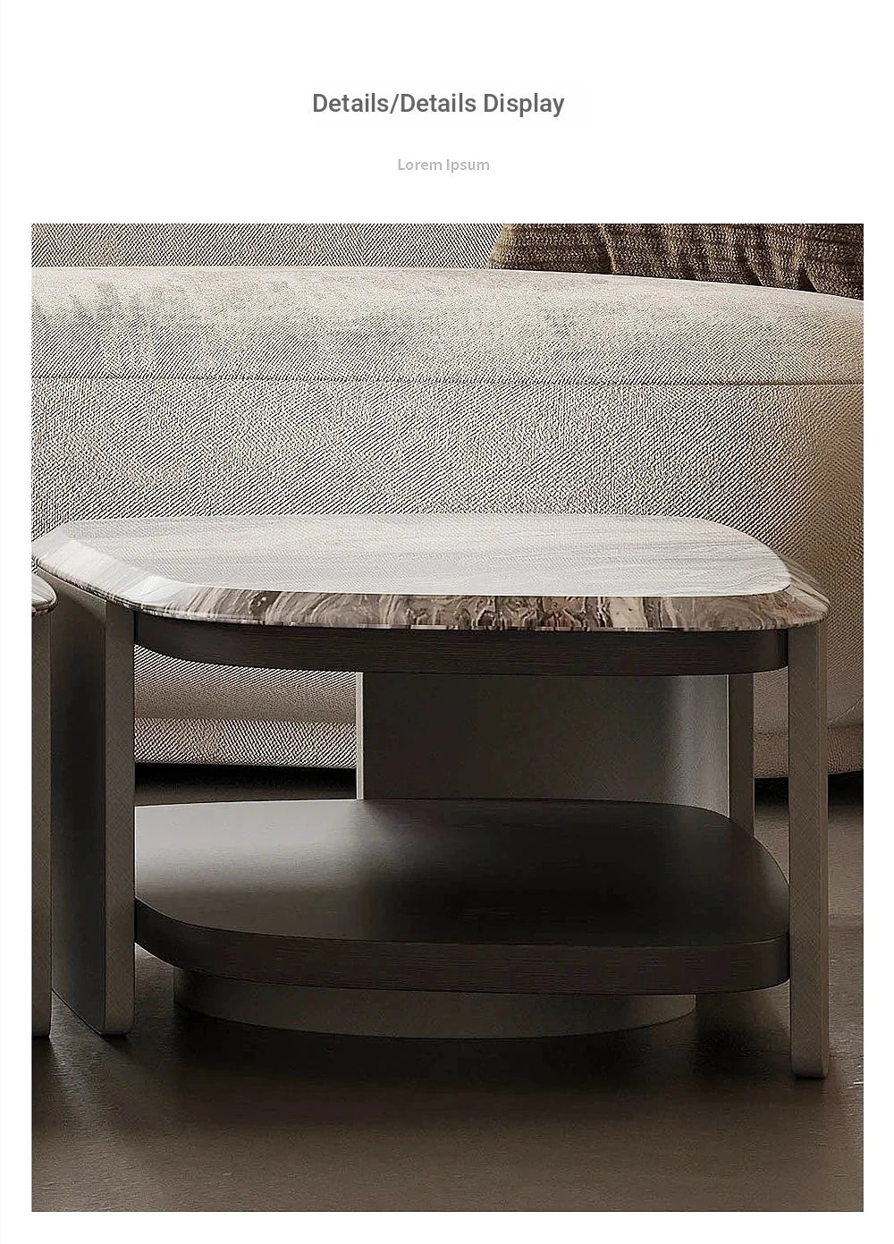 Elegant Marble Coffee Table Set | Modern Density Board & Stainless Steel Design | Stylish Living Room Centerpiece fjd-4694