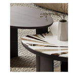 Elegant Stone and Tempered Glass Coffee Table – Modern Design for Stylish Living Rooms fjd-4697
