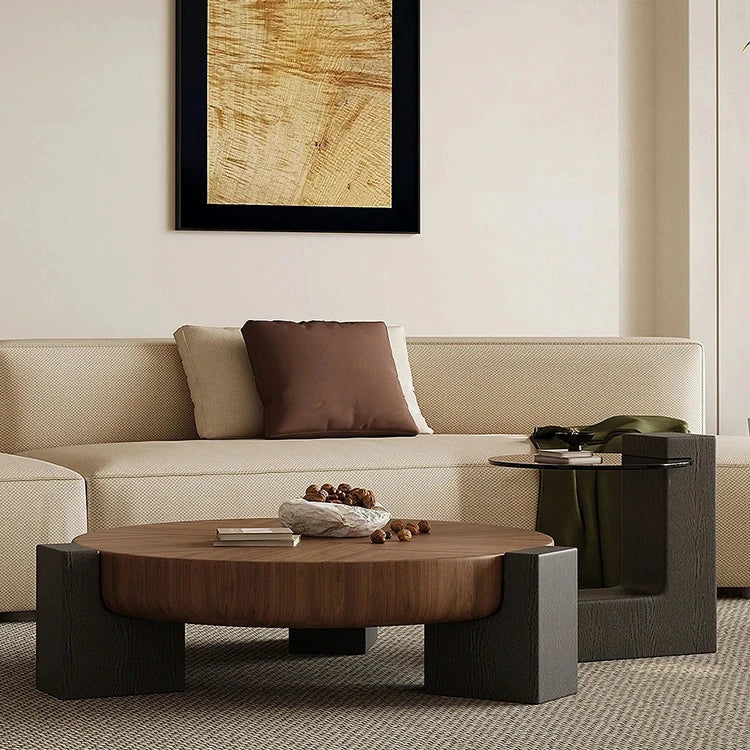 Stylish Ash Wood Coffee Table with Tempered Glass Top – Modern Centerpiece for Living Room fjd-4699