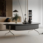 Modern Sintered Stone Coffee Table with Stainless Steel Base - Stylish Oval Design for Living Room fjd-4703