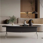 Modern Sintered Stone Coffee Table with Stainless Steel Base - Stylish Oval Design for Living Room fjd-4703