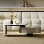 Modern Stone and Tempered Glass Coffee Table with Pine Density Board – Stylish Living Room Centerpiece fjd-4704