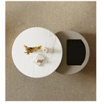 Modern Stone and Tempered Glass Coffee Table with Pine Density Board – Stylish Living Room Centerpiece fjd-4704