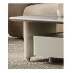 Stylish Stone Density Board Coffee Table with Storage - Modern Oval Design for Living Room fjd-4705