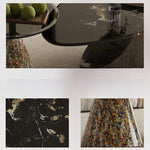 Elegant Stone and Tempered Glass Coffee Table – Modern Living Room Centerpiece fjd-4706
