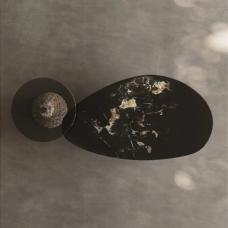 Elegant Stone and Tempered Glass Coffee Table – Modern Living Room Centerpiece fjd-4706