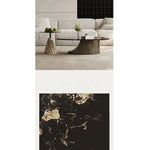 Elegant Stone and Tempered Glass Coffee Table – Modern Living Room Centerpiece fjd-4706