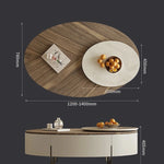 Modern Oval Coffee Table with Marble Pine Top and Storage - Stylish Living Room Furniture fjd-4710