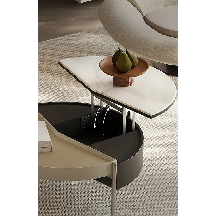 Stylish Modern Coffee Table Set with Synthetic Leather and Stone Accent - Versatile Living Room Furniture fjd-4715