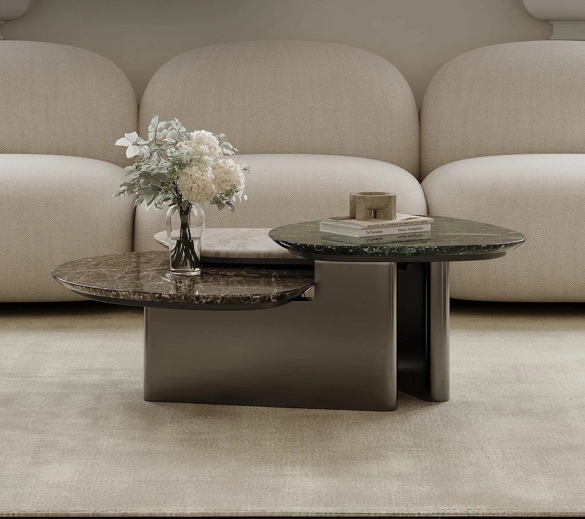 Stylish Stone Sintered Coffee Table - Modern Stainless Steel Design for Contemporary Living Rooms fjd-4716