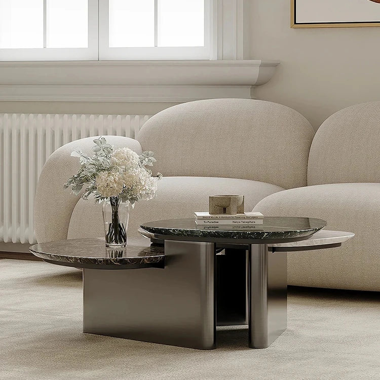 Stylish Stone Sintered Coffee Table - Modern Stainless Steel Design for Contemporary Living Rooms fjd-4716