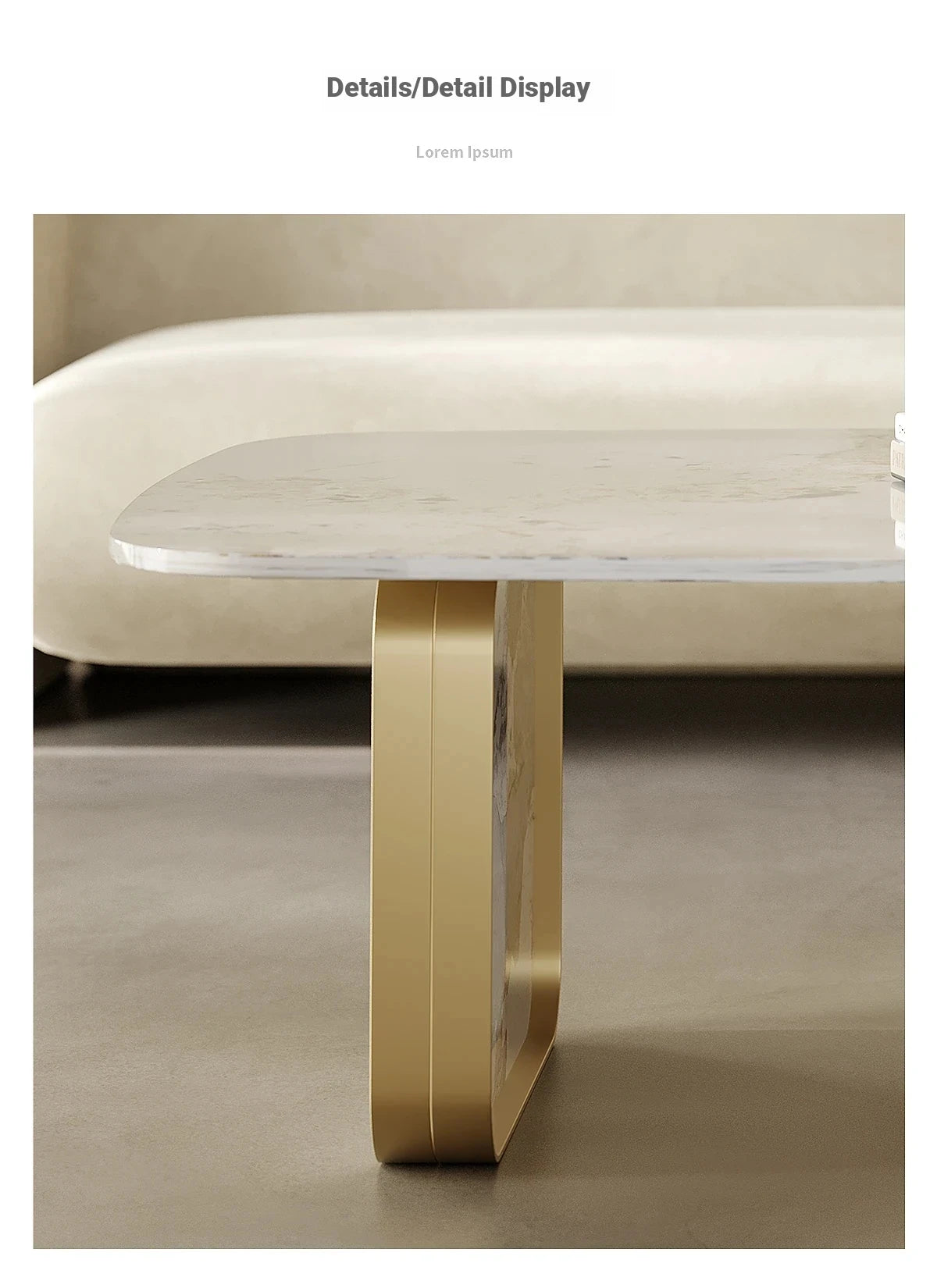 Sleek Sintered Stone Coffee Table with Stylish Stainless Glass Base – Modern Living Room Centerpiece fjd-4719