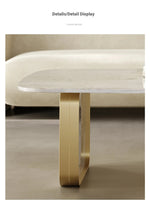 Sleek Sintered Stone Coffee Table with Stylish Stainless Glass Base – Modern Living Room Centerpiece fjd-4719