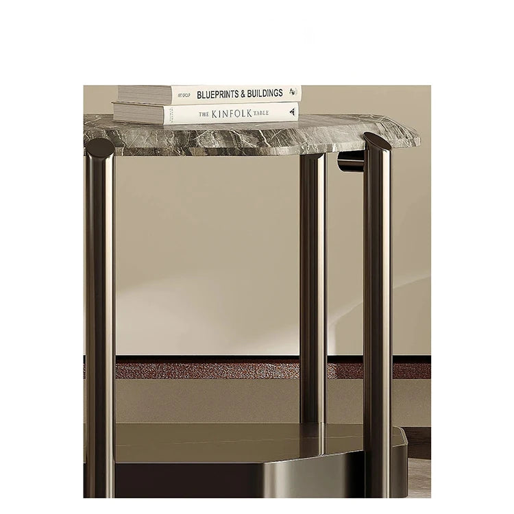 Stylish Marble and Stainless Steel Coffee Table – Modern Accents for Your Living Room fjd-4723