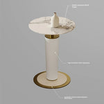 Elegant Sintered Stone Coffee Table with Synthetic Leather Base and Gold Accents - Modern Centerpiece for Living Room Decor fjd-4725