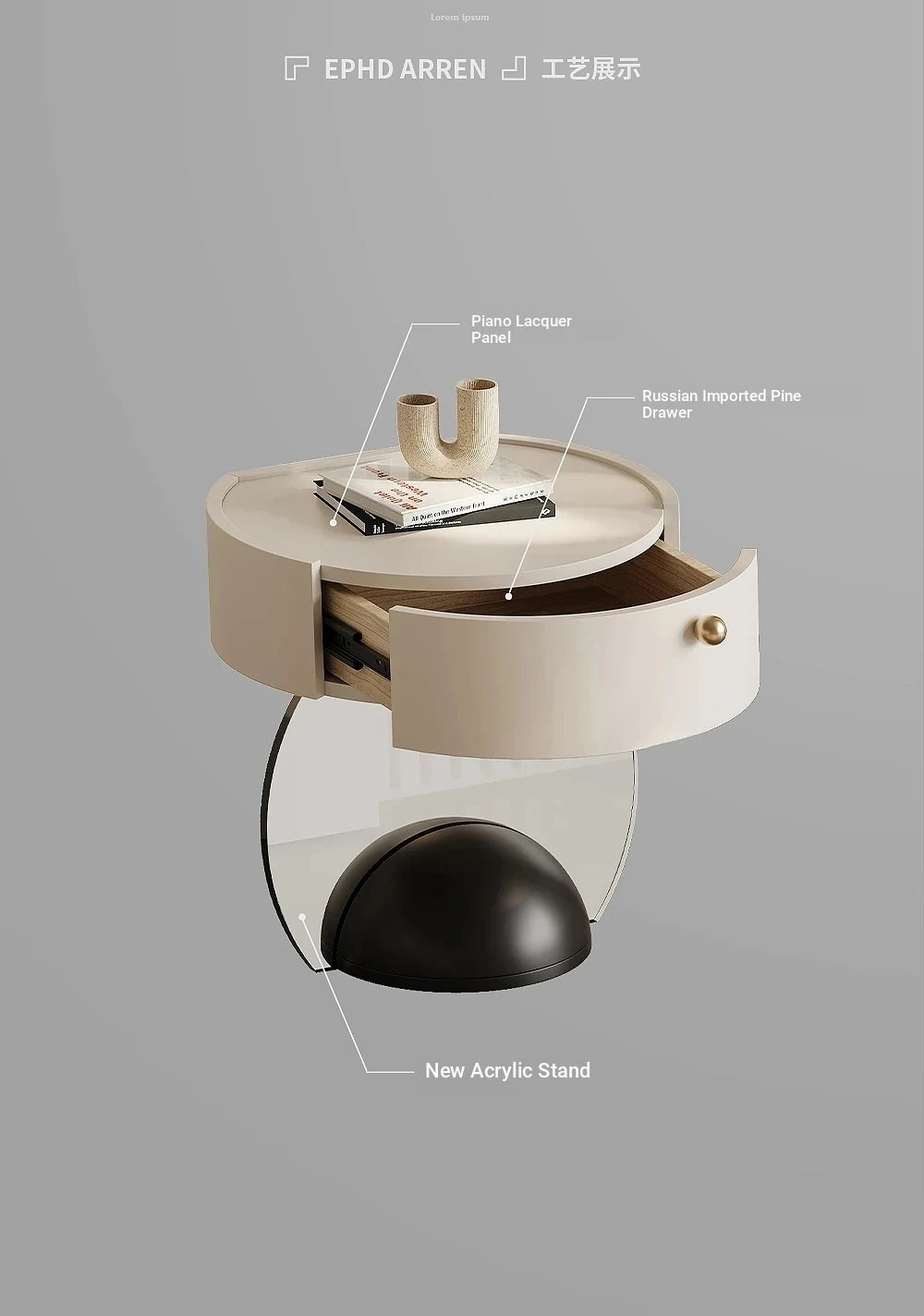 Elegant Modern Bedside Cupboard with Sleek Acrylic Base - Stylish Storage Solution for Your Bedroom fjd-4735