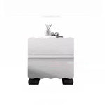 Chic White Bedside Cupboard with Stylish Scalloped Design and Black Ball Feet - Modern Density Board Pine Furniture fjd-4736