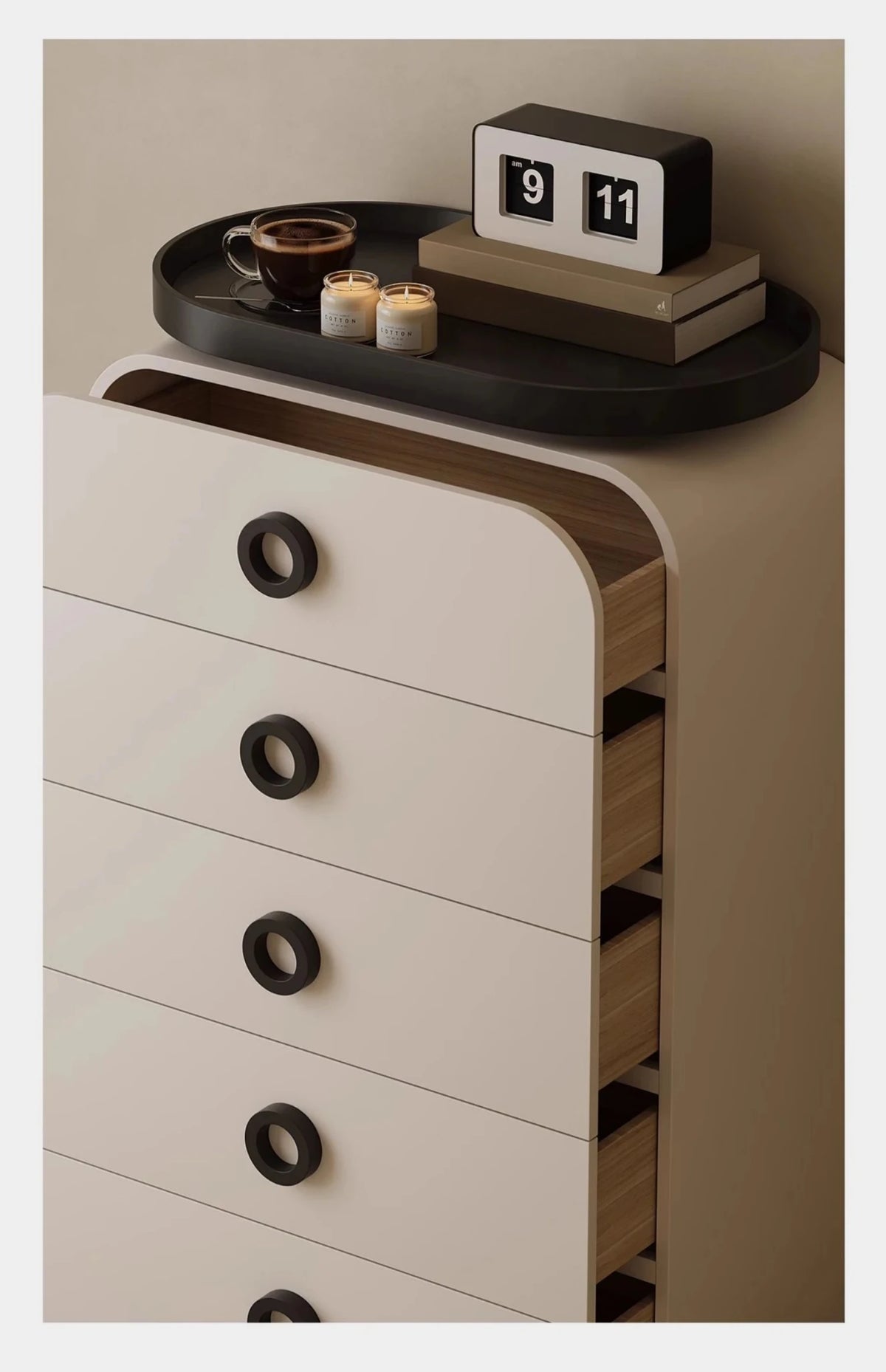 Stylish Pine Cabinet with 5 Drawers - Modern Storage Solution for Your Home fjd-4739